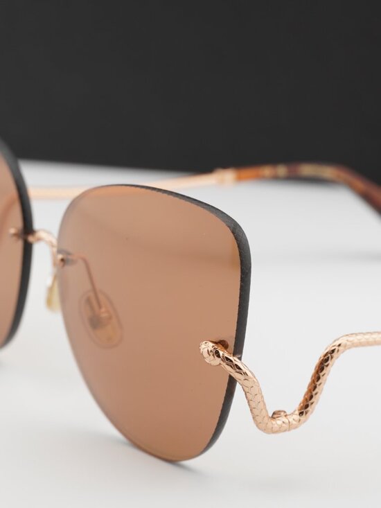 Roberto Cavalli SRC062 8FCX Butterfly Sunglasses - Gold / Brown main image 9